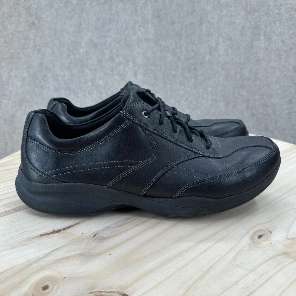 Clarks‎ Clarks Wave Walk Mens Black Leather Sneakers Lace Up Shoes 12 M